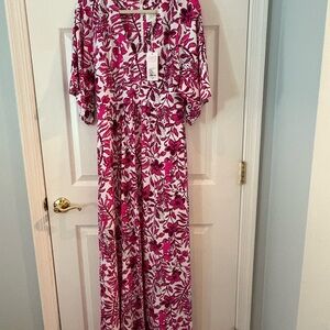 Lilly Pulitzer Pink and White Floral Maxi Dress